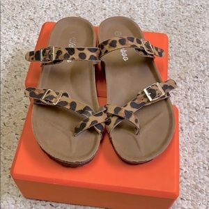 Leopard suede slip on flats